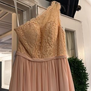 Azazie pearl pink one shoulder maxi dress size A4